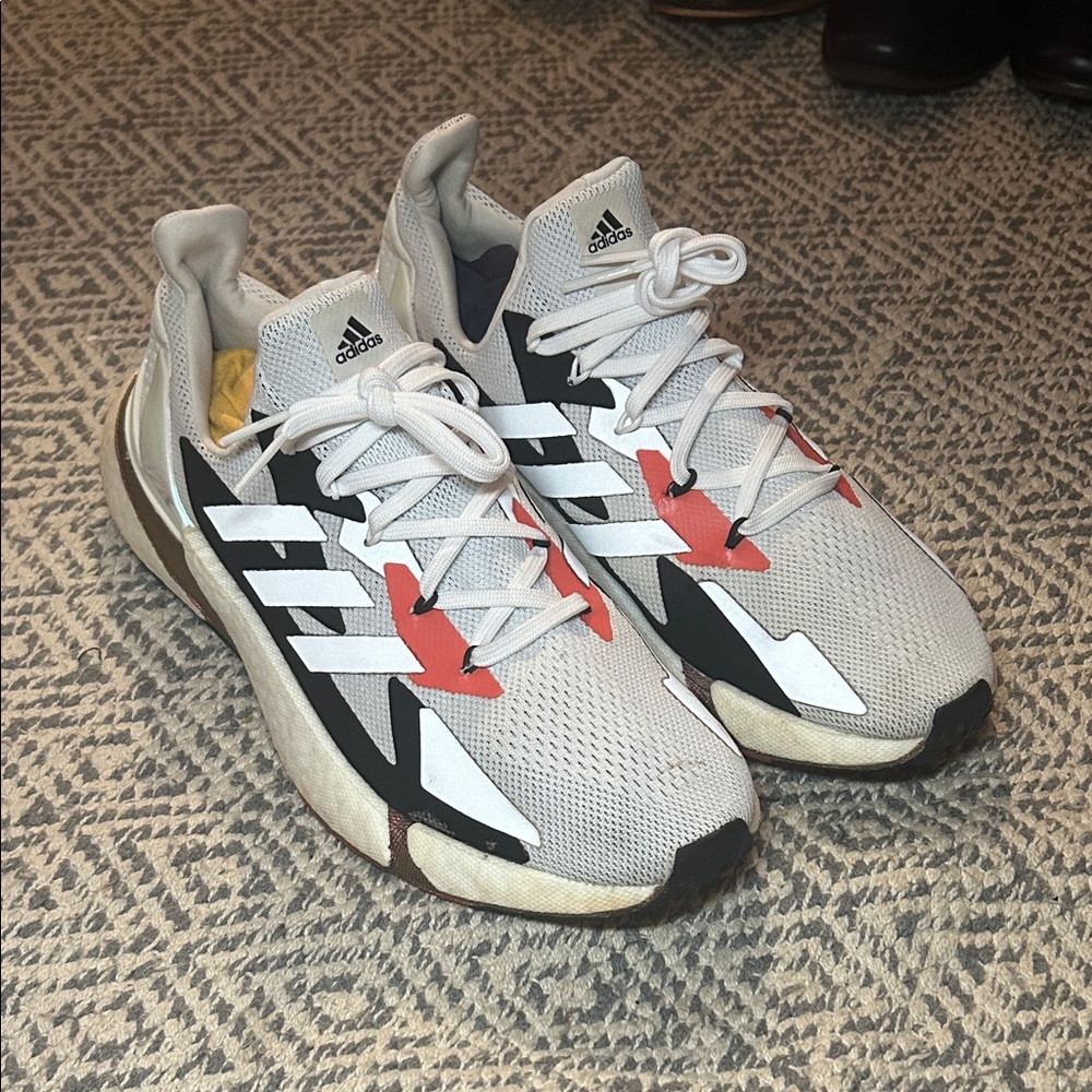 Adidas White and Black Sneakers with Red Accents